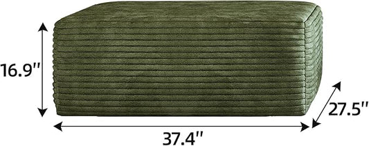 107" U Shaped Cloud Corduroy Couch with Ottoman, Comfy Sectional Boneless Couches for Living Room Bedroom, Deep Seat Sleeper Compression Sofa, No Assembly, Right Facing Chaise, Green