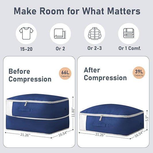 DIMJ Comforter Storage Bag 6 Pack - Blanket Storage Organizer Compression Bags, Large Capacity Ultra Space Saving Self Compression Organize for Bedding, Pillow, Duvet, Sheet Storage with Zipper Window