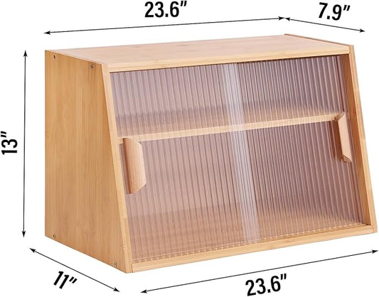 Tiita Small Kitchen Pantry Cabinet, Bamboo Sideboard with Glass Doors, Cupboard Food Pantry Cabinet for Kitchen, Living Room and Dinning Bedroom
