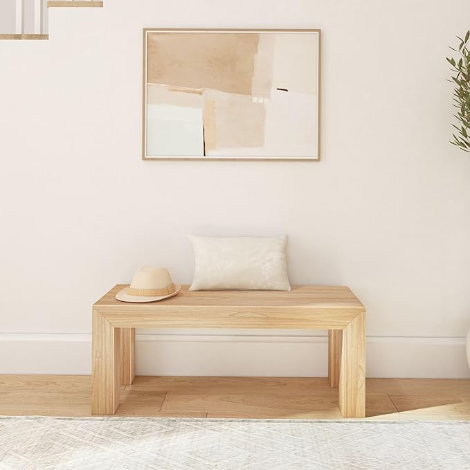Plank+Beam Modern Dining Room Bench (49in / 1244mm), Blonde Wirebrush
