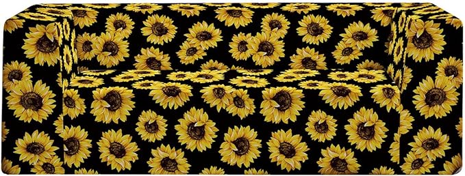 Loveseat Sofa, Boneless Couch in a Box with Sunflowers Print, Small Couch for Small Spaces, High-Resiliency Memory Foam, No Assembly Required, for Living Room, Bedroom, Office