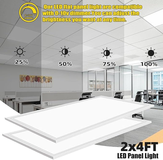 2x4 LED Flat Panel Light, 16 Pack 7800LM 5000K Daylight White, 0-10V Dimmable LED Panel Lights Recessed 2x4 Edge-Lit Troffer Light, Lay in Fixture for Office, ETL Listed