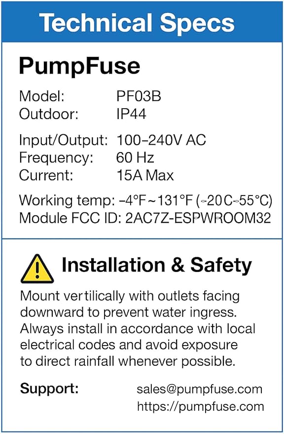 Sump Pump Monitor & Alarm (Outdoor) – Prevent Flooding with Dry Run, Overload and Power Outage Alerts – No Water Level Sensors Needed, Smart Wi-Fi Energy Monitoring Plug