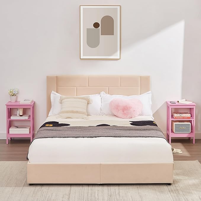 VECELO Modern Nightstands X-Design Side End Table Night Stand with Storage Shelf for Bedroom,Living Room,