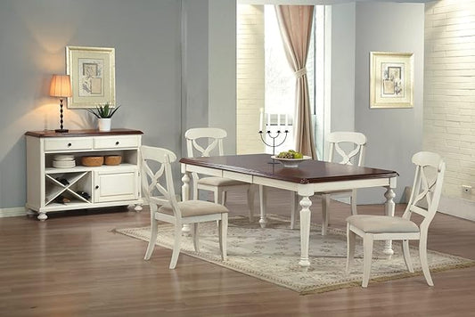 Sunset Trading Andrews Dining Table, 2 Sizes, Antique White & Distressed Chestnut