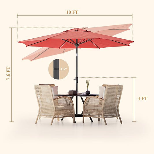 Sannwsg Outdoor Patio Umbrella,Table Umbrella with Push Button Tilt and Crank,Market Umbrella with 8 Sturdy Ribs,Yard Umbrella