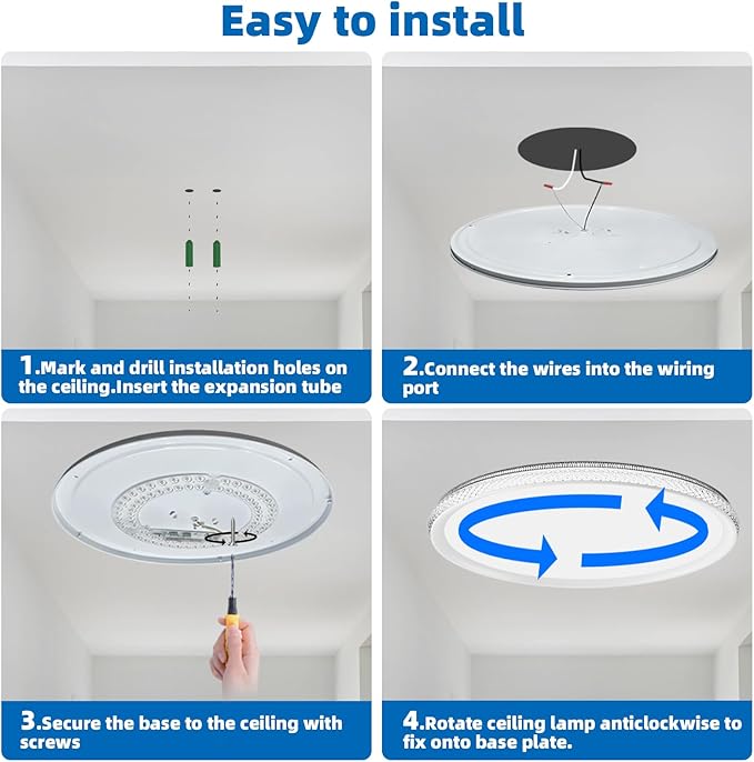Led Ceiling Light Flush Mount,Bedroom Lights for Ceiling,led Kitchen Ceiling Light,Dimmable 35W 4000LM,5CCT Selectable Color Temperature,15 in for Living Room,Office,Hallway,Bedroom,Kitchen
