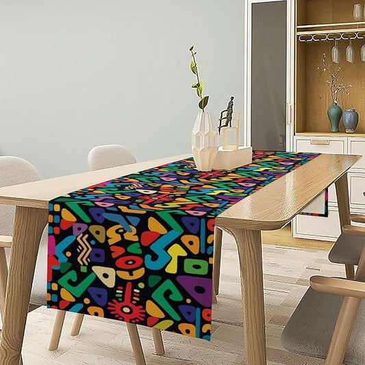 African Table Runner Abstract Geometry Nationality Tribe Table Runner for Kitchen Party Home Dining Room Table 13x60in