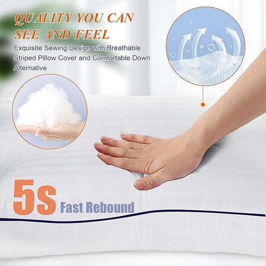 SEMZSOM Bed Pillows Standard Size Set of 4, Luxury Hotel Pillows with Soft Fluffy Down Alternative Filling Sleeping Pillows for Back, Stomach and Side Sleepers