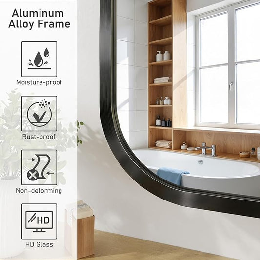 Koonmi Metal Framed Bathroom Mirror, 22"X30" Anti-Rust Bathroom Vanity Mirror, High-Definition Tempered Glass Bathroom Mirrors for Over Sink, Modern Decorative Wall Mirror for Restroom