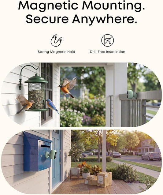 eufy Security eufyCam C35, Wireless Security Camera, Outdoor and Indoor, Magnetic Mount, Color Night Vision, Local Storage, No Monthly Fee, IP67, Supports Solar Panel, Green