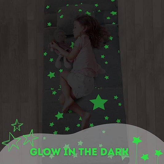 MeMoreCool Kids Tri-Fold Sofa Bed – Glow Star Floor Mattress & Foldable Futon Chair Convertible Toddler Couch | Soft Plush Lounge Mat | Playroom Furniture | Includes Pillow
