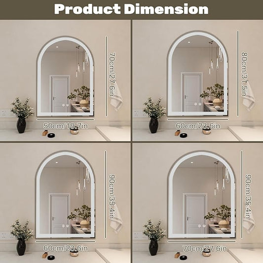 Simple Deluxe 20x28 inch Arched Mirror for Bathroom Vanity Mirror or Wall Decor, Arch Mirror Brushed Metal Frame, Wall Mounted Mirror for Bathroom LivingRoom Bedroom Entryway(20''×28'')