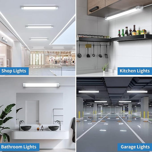 Airand Utility LED Light with Plug 2PCS Linkable Fixture 2FT 4FT Water-Proof Tube Light 5000K Under Cabinet Lighting,LED Closet Lights 18W for Workbench Kitchen Garage Workshop