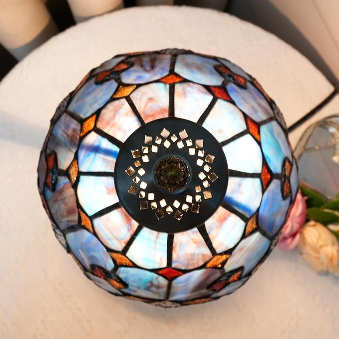 Tiffany Lamp Bedside Table Lamp-Nightstand,Stained Glass Lamp for Bedroom Dorm Living Kitchen, Aesthetic Cute Home Decor Gift (OFU1157)