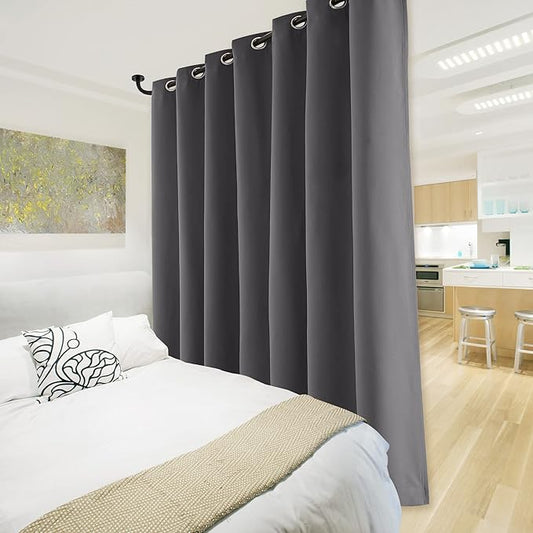 NICETOWN Total Shade Patio Door Curtain, Heavy-Duty Full Light Shading Sliding Door Drape Room Divider Curtain, Vertical Blinds for Window(1 Panels, 100 inches Wide x 84 inches Long, Gray