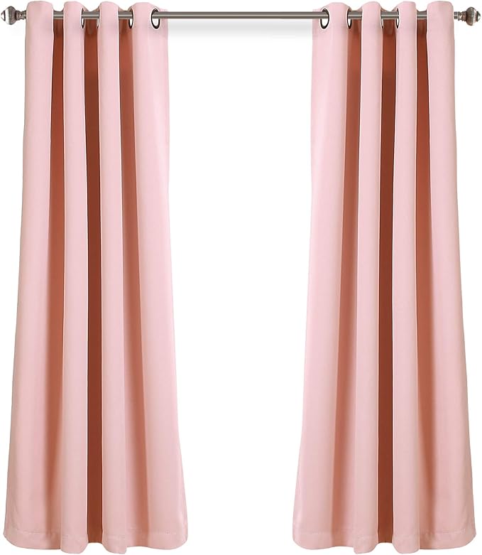 Lush Decor Insulated Grommet Blackout Window Curtain Panels, Pair, 52" W x 63" L, Pink - Classic Modern Design - Chic Window Decor - Curtains For Living Room, Bedroom, Or Dining Room