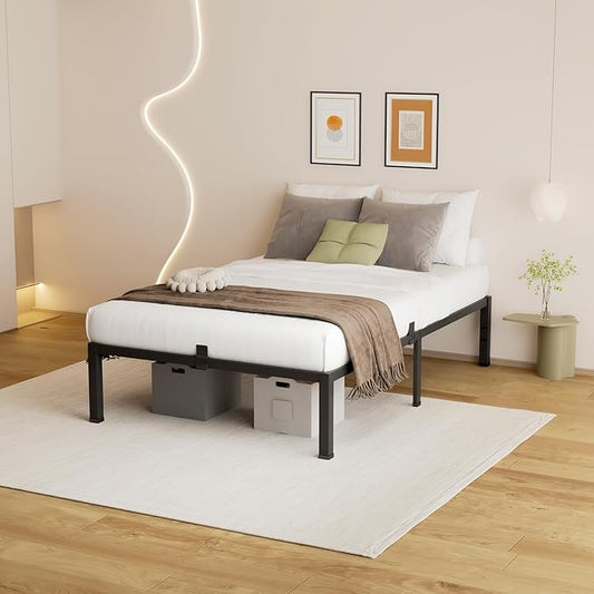 14 Inches Twin Bed Frames, Heavy Duty Metal Platform Bed Frame with Mattress Slide Stopper - Easy Assembly | Noise Free Bedframes | No Box Spring Needed