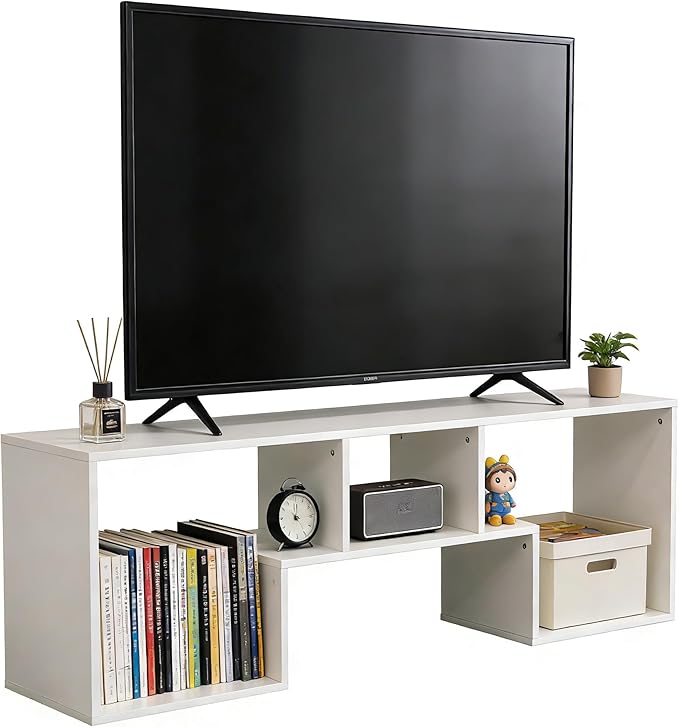 Lightdot TV Stand for TVs up to 55'', Modern Entertainment Center with Open Storage Shelf Large capacity for collection, Media Table TV Console for Living Room/Bedroom/Sofa Cabinet,Easy Assembly-White