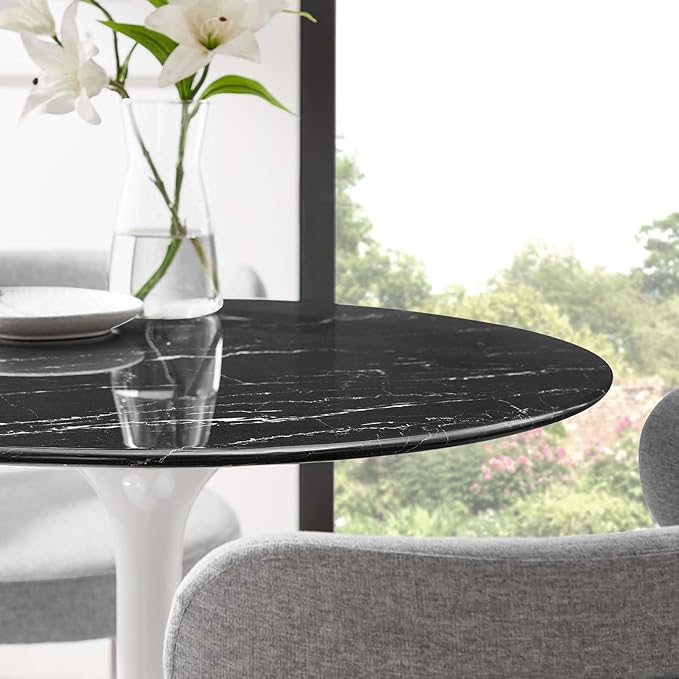 Modway Lippa Dining Table, 28", White Black