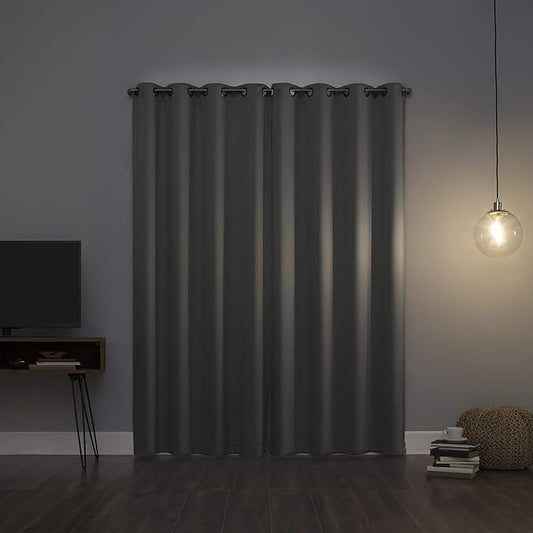 Sun Zero Nordic Theater Grade Extreme 100% Blackout Grommet Curtain Single Panel, 52" x 63", Silver Gray