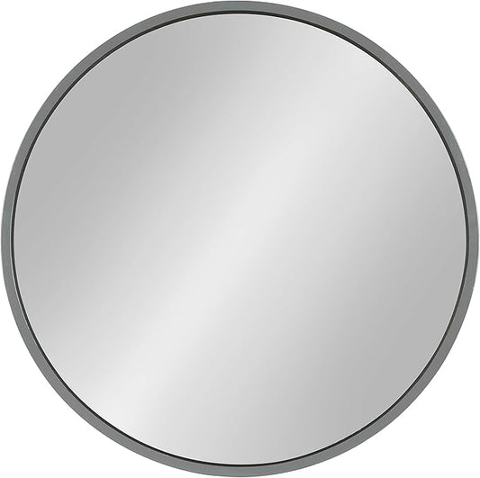 Kate and Laurel Travis Round Wood Wall Vanity Mirror, 22 Inch Diameter, Gray, Modern Circle Mirror for Use as Bathroom Mirror for Over Sink or Accent Entryway Mirror