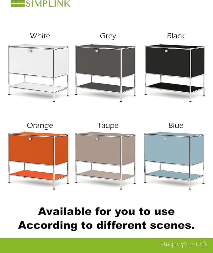 Metal Sidetable with Flap Door, 27.5" Height - DIY Modern Furnishing for Home, Office, Foyer, Bedroom - Night Stand, Book Shelf, Bookshelf, Cube Storage Organizer, Bedside Table (Grey)