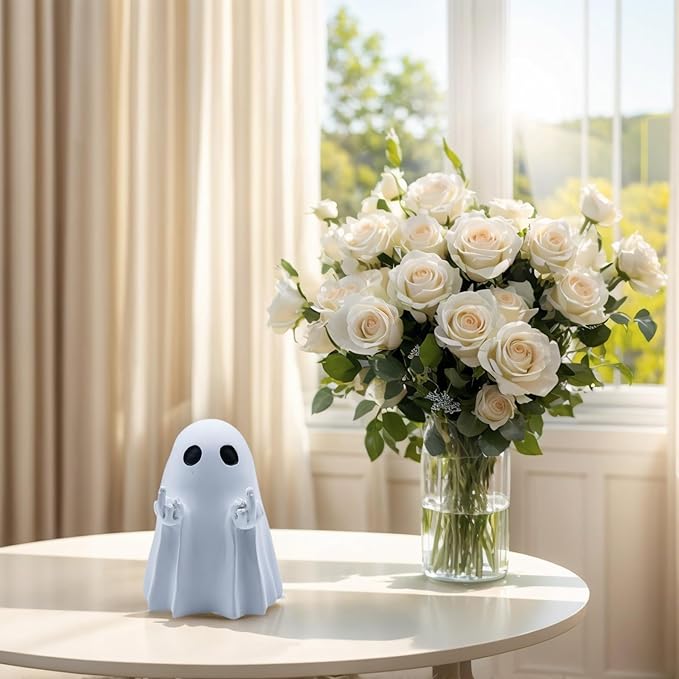 Christmas Ghost Statue Funny Decorations - Cute Gothic Figurines Desk Skeleton Ornament Indoor - Realistic Resin Sculptures Minimalist Decorative Figurines Objects for Coffee Table Desk Shelf