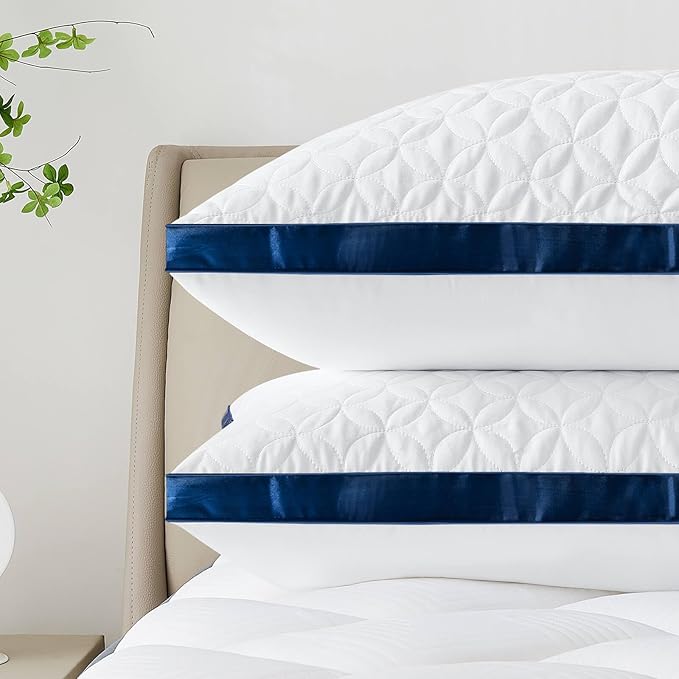 Pillows Standard Size Set of 2, Cooling Bed Pillow Hotel Quality Pillows 2 Pack for Back, Stomach or Side Sleeper, Fluffy Pillow with Down Alternative for Bed Sleeping, Machine Washable