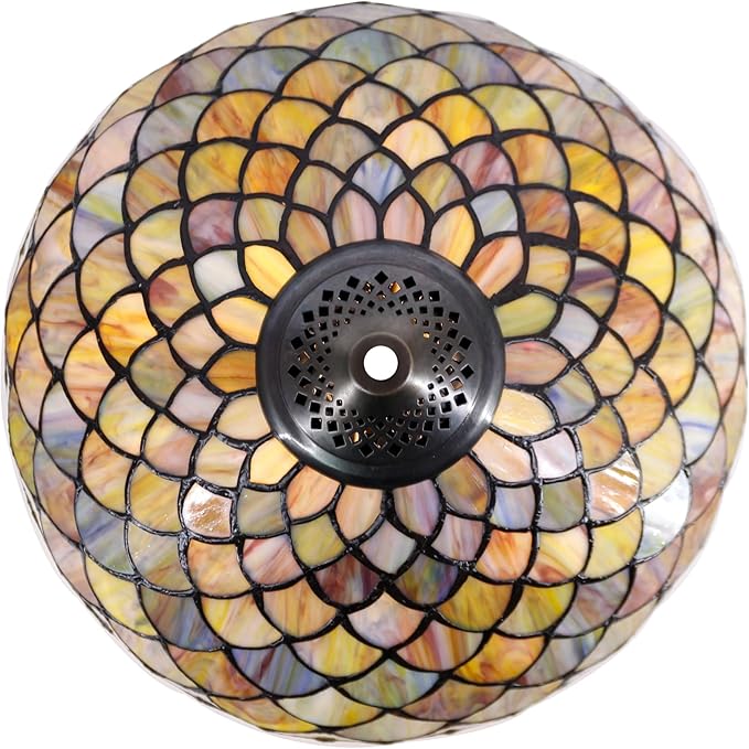 Tiffany Floor Lamp Brown Fish Scales Stained Glass Standing Reading Light 16X16X64 Inches Antique Pole Corner Lamp Decor Bedroom Living Room