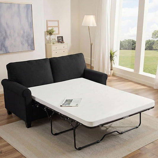 Pull Out Sofa Bed with Mattress, 57" Convertible Sofa Bed Loveseat, Twin Sleeper Sofa Couch with Pocketed Coil Seating, Upholstered Fabric Sofa Bed for Small Spaces,Black | sofa bed, futon sofa bed, sofa bed couch, Sleeper Sofa, pull out sofa bed