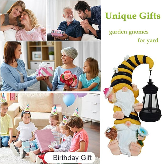 Garden Gnomes Outdoor Statue with Led Lantern Outdoor Decor Waterproof for Yard,Patio,Lawn,Gnome Gifts for Women,Mom,Gnomes Decorations for Yard