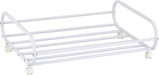 MyGift 24-Inch Rolling Stainless Steel Silver Metal Under Bed Storage Cart, Space Saving Organizer Rotating Wheels