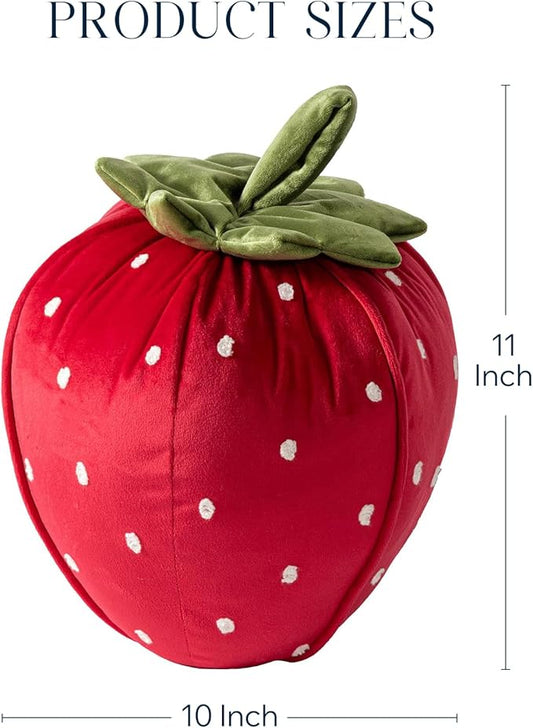 Phantoscope Fruit Shaped Pillows Series Strawberry Shaped Throw Pillow, Fun Home Decor of Fruit Themed Shaped Cushions, Decorative Shaped Pillow for Couch Bed and Chair, Red, 10 x11 inches