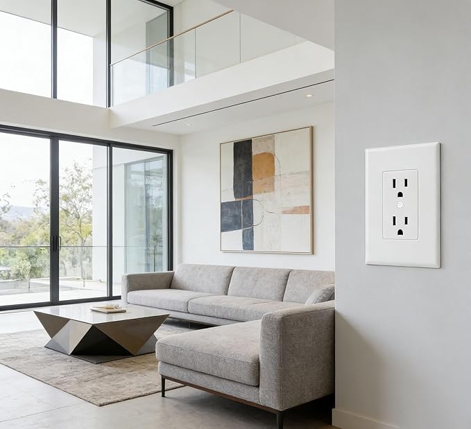 10 Pack Duplex Outlet Covers Wall Plates 1-Gang Switch Outlet Electrical Cover Plate Unbreakable Thermoplastic Faceplate for Light Receptacle Outlet Switch, White