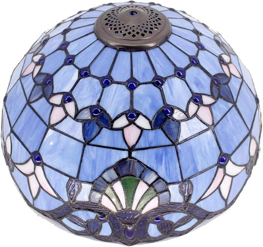 WERFACTORY Tiffany Floor Lamp Blue Purple Baroque Stained Glass Standing Reading Light 16X16X64 Inches Antique Pole Corner Lamp Decor Bedroom Living Room Home Office S003C Series