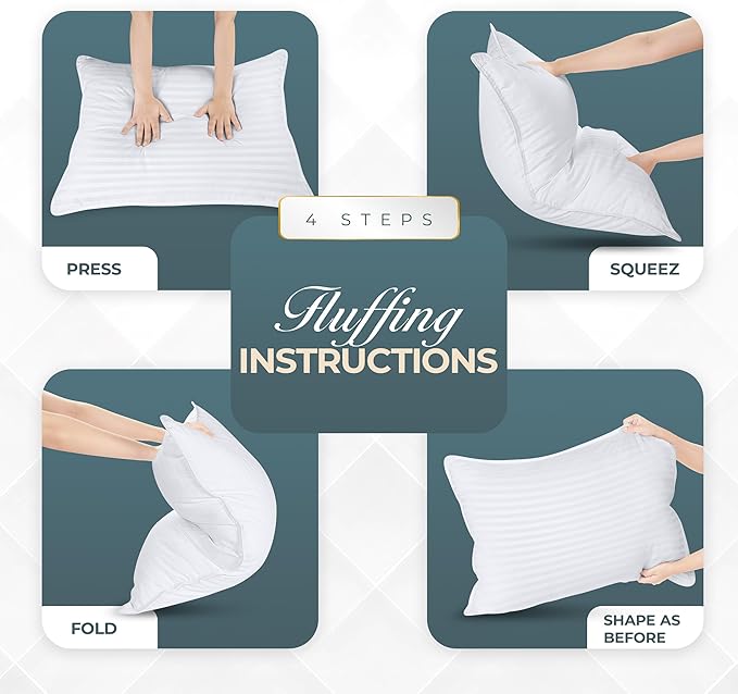Utopia Bedding Bed Pillows for Sleeping European Size (White), Set of 2, Down Alternative Pillow for Sleeping, Cooling Hotel Quality Pillow Set for Back, Stomach or Side Sleepers