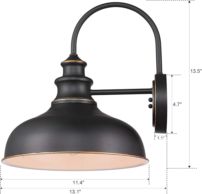 zeyu Farmhouse Barn Light Fixture, Wall Sconce 2 Pack in Black Finish, 02A390-2 ROB