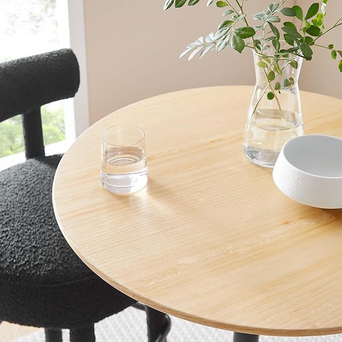 Modway Lippa Round 28" Wood Grain Mid-Century Modern Bar Table