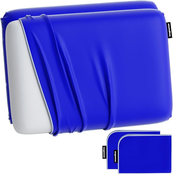 Imaginarium 2 Pack Memory Foam Pillows for Bed – 16" x 24" Standard – Fun Decorative Colorful Pillow for Sleeping – Back, Stomach & Side Sleepers – Includes 2 Extra Cooling Covers (Navy Blue)