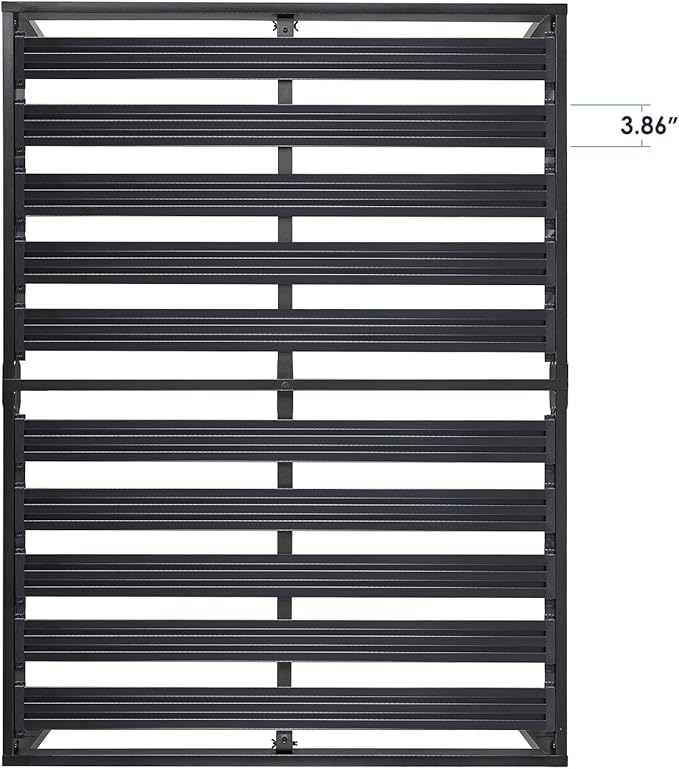 Mellow Rocky Base E 14" Platform Bed Heavy Duty Steel Black, w/ Patented Wide Steel Slats (No Box Spring Needed) - Cal King