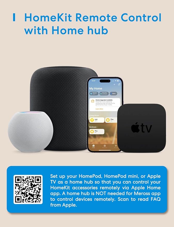 meross Smart Garage Door Opener Remote, Compatible with Apple HomeKit, Amazon Alexa, Google Assistant, SmartThings, Multiple Notification Modes, No Hub Needed,White