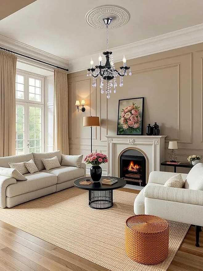 YYSHCHEN Small Black Crystal Chandelier,Mini Black Glass Chandelier for Dining Room,Bedroom, Living Room