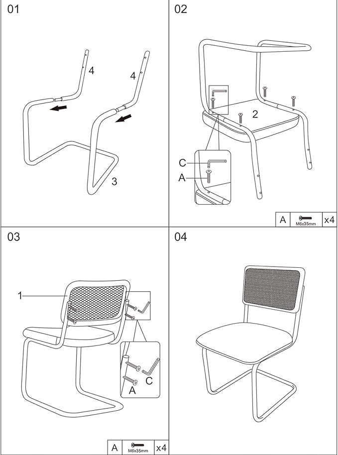 CangLong Modern Dining Chairs Set of 4 with Natural Mesh Rattan Backrest, Upholstered Fleece Seat Armless Accent Chairs with Metal Legs for Kitchen & Living Room, Cream
