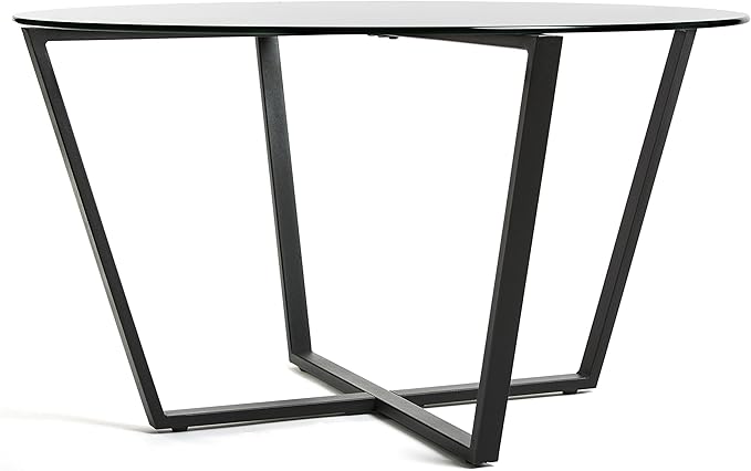 Mango Steam Round Metro Glass Coffee Table for Living Room & Dining Room - Black Top/Black Base
