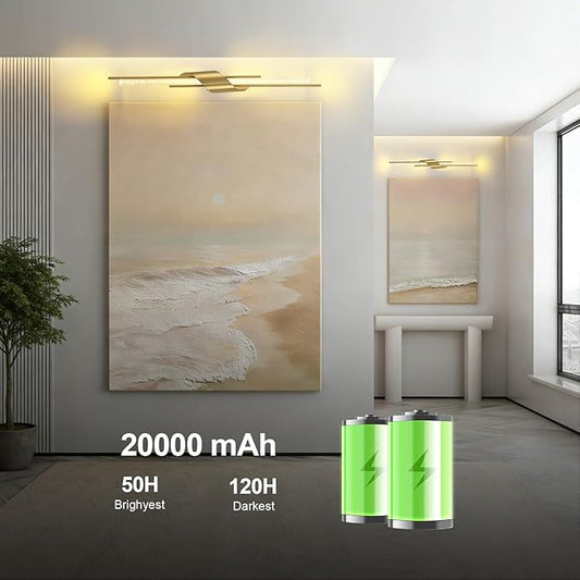camuucci Battery Operated Wall Sconces Set of Two,Modern Wireless Wall Lights,LED Rechargeable 20000mAh Not Hardwired Remote Control Dimmable Wall Lamp Fixtures for Bedroom Gold 33 Inches