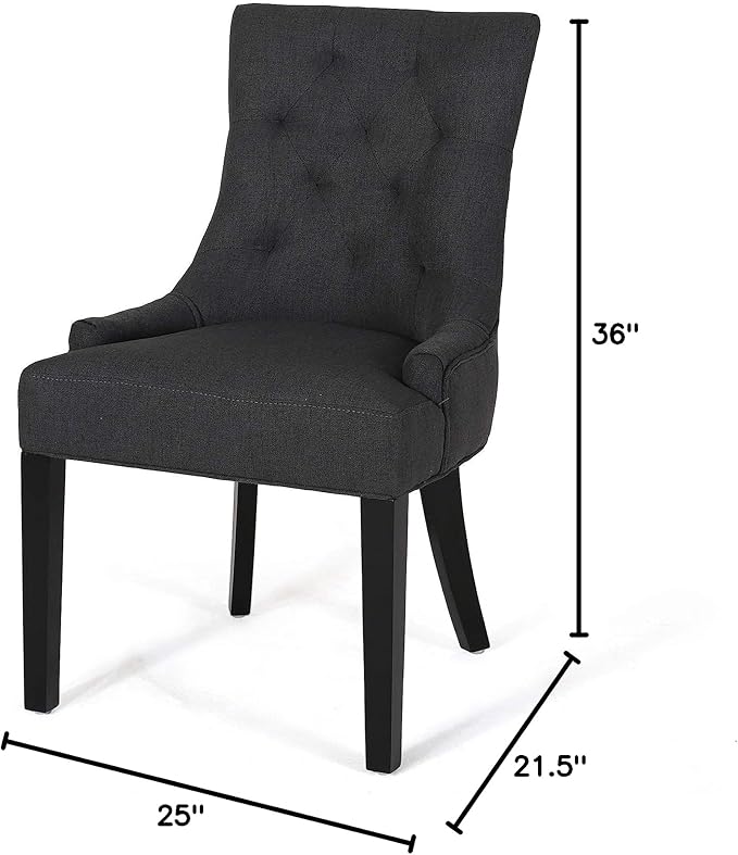 Christopher Knight Home Harriet Contemporary Tufted Fabric Dining Chairs (Set of 4), Dark Gray, Espresso