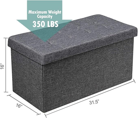 Giantex Storage Ottoman Footrest 31.5 Inch Fold-able Storage Organizers with Removable Storage Bin, Padded Seat for Living Room, Bedroom, Entryway