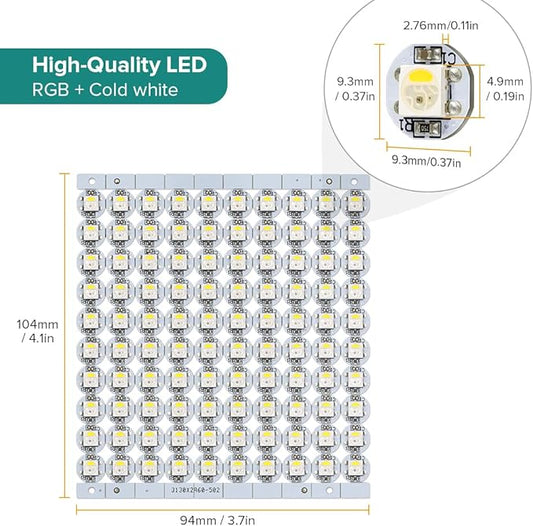 BTF-LIGHTING SK6812(WS2812B) RGBW LED Chips 100PCS RGB+Cool White Individually Addressable 5050SMD Module Pixels Light DC5V White PCB Chasing Dream Color for Christmas(No Adapter or Controller)