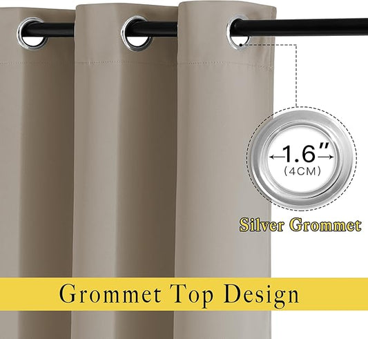 NICETOWN Sleep Blackout Curtains 84 inches Length for Small Windows, Noise Reducing and Block Draft Panels for Door Doorway Laundry Office Luxury Decor Theme (2 Panels, Taupe, W52 x L84)